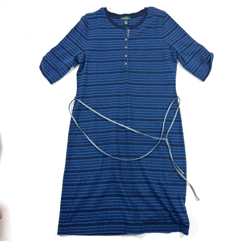 LRL Ralph Lauren Henley Stripe Shirt Dress Blue